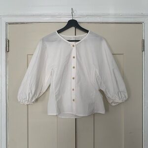 Caron Callahan Eva Blouse in White Cotton Poplin